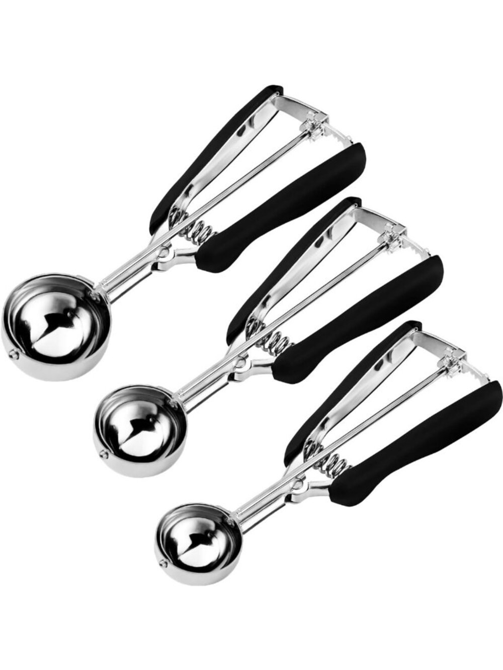 Cookie Scoop Set of 3 - Stainless Steel, Non-Slip Grip for Cookies, Cupcakes